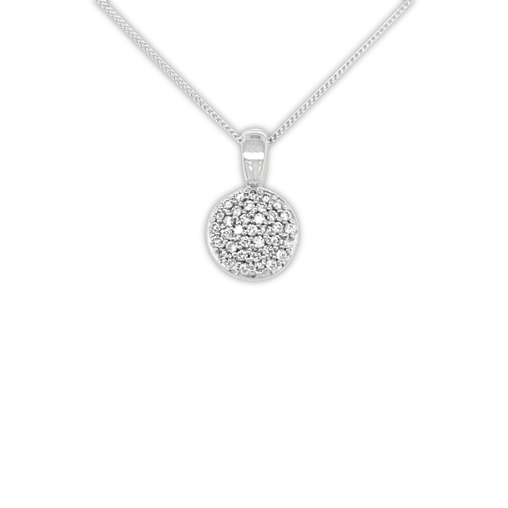 9ct White Gold Diamond Round Cluster Pendant