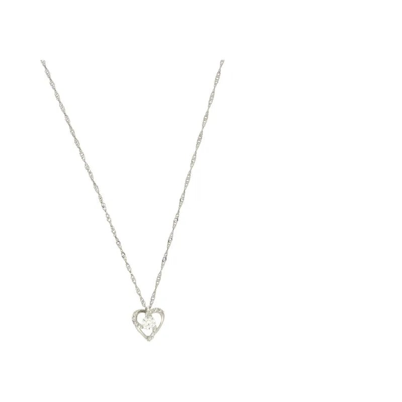 9ct White Gold Diamond Set Heart Pendant 0.27ct254280