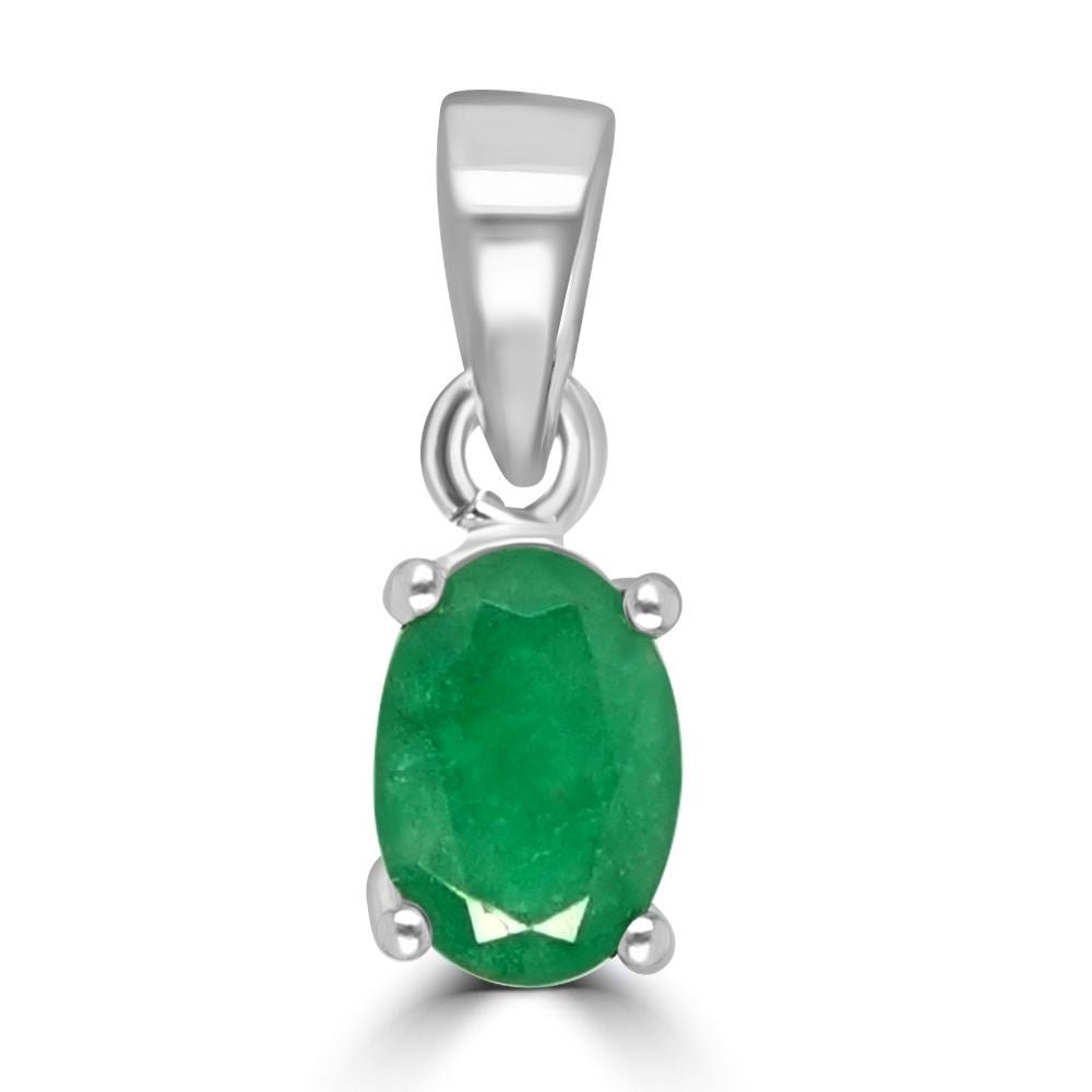 9ct White Gold Emerald Oval Cut 0.45ct PendantBWZ4