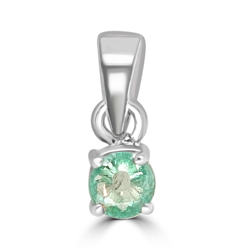 9ct White Gold Emerald Round Cut 0.22ct PendantBWZ10