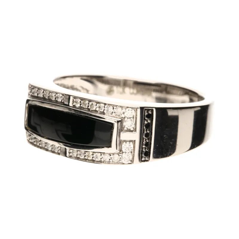 9ct White Gold Onyx Diamond Stripe Ring259385