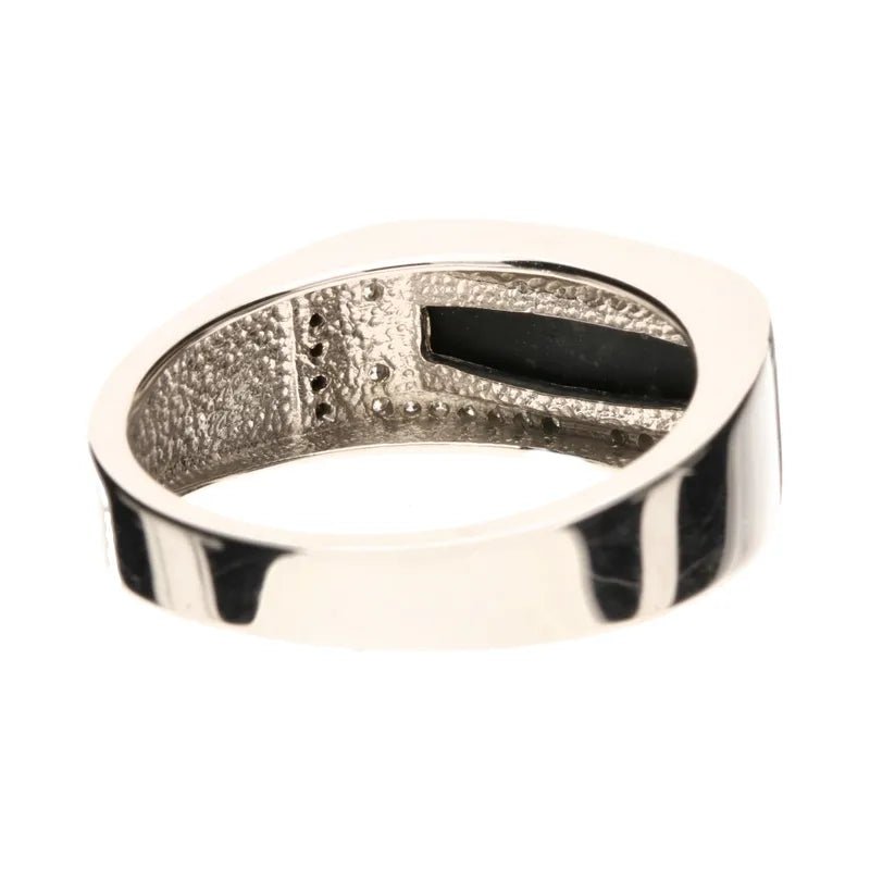 9ct White Gold Onyx Diamond Stripe Ring259385