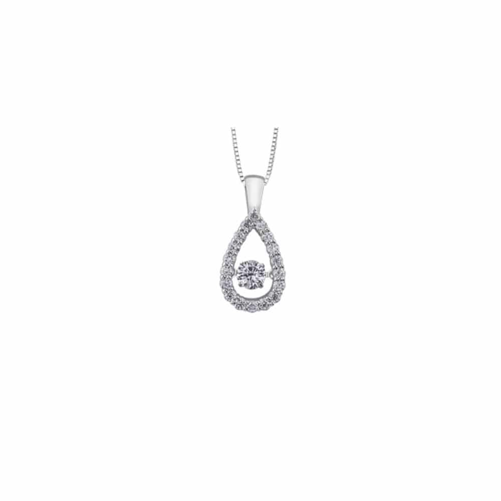 9ct White Gold Open Diamond Teardrop Pendant 0.5ct