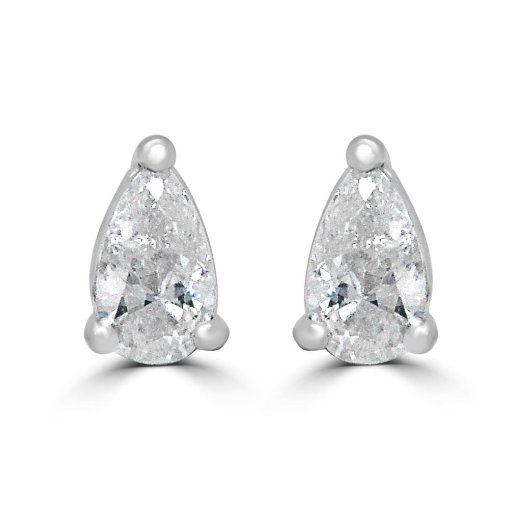 9ct White Gold Pear Cut Diamond 0.37ct Gallery Stud EarringsWWW1319