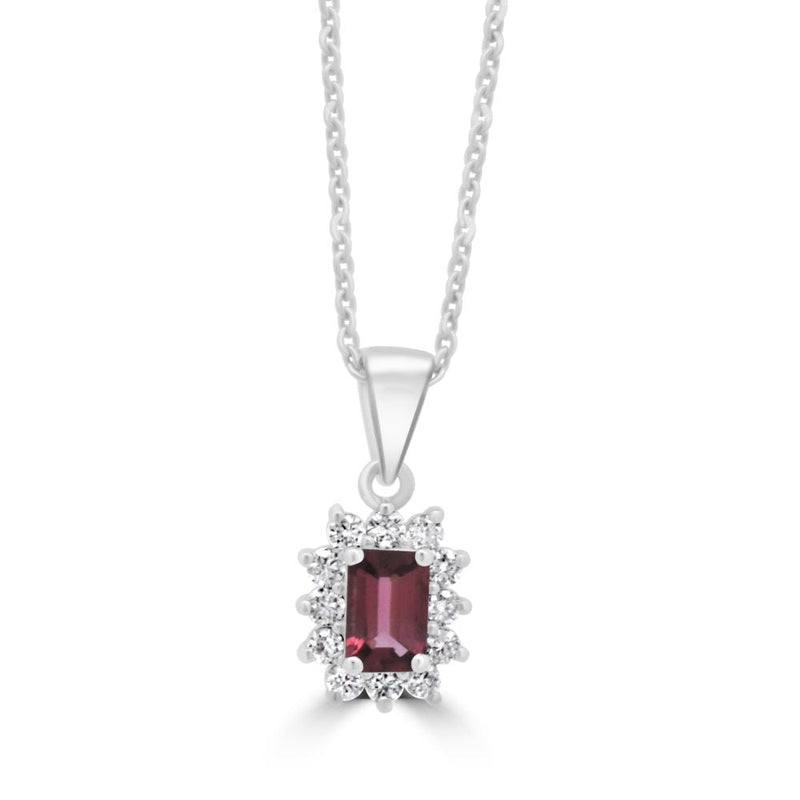 9ct White Gold Pink Tourmaline Octagonal Cut 0.53ct Lab Diamond 0.30ct Cluster PendantWLGD1513P