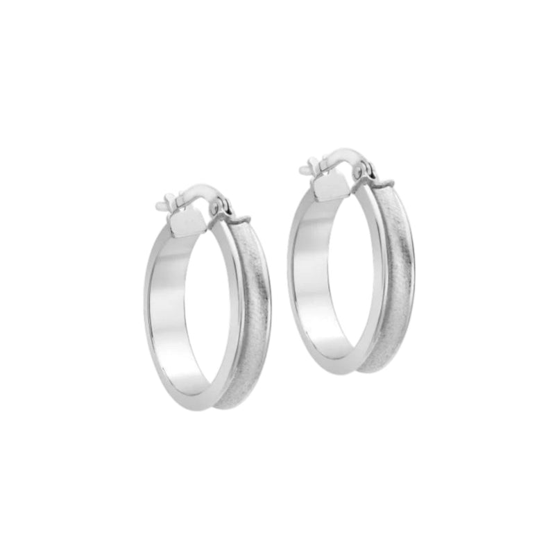 9ct White Gold Polish &amp; Stain Creole Earrings