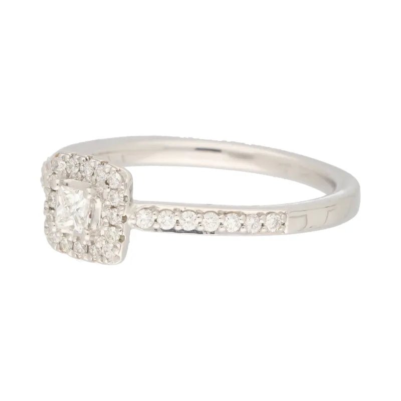 9ct White Gold Princess Cut 0.30ct Diamond Halo Square Ring272153