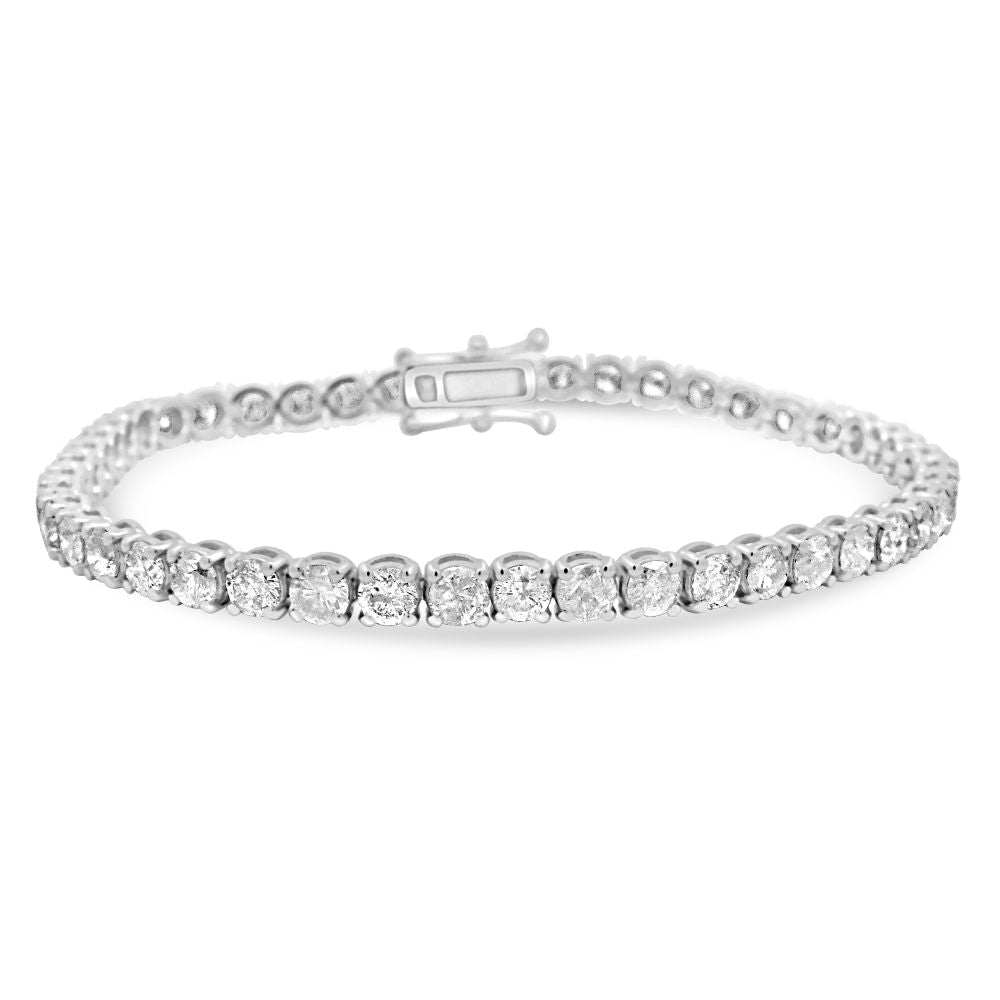 9ct White Gold Round Brilliant Cut Diamond 8.88ct 4 Claw Line BraceletWWW3853