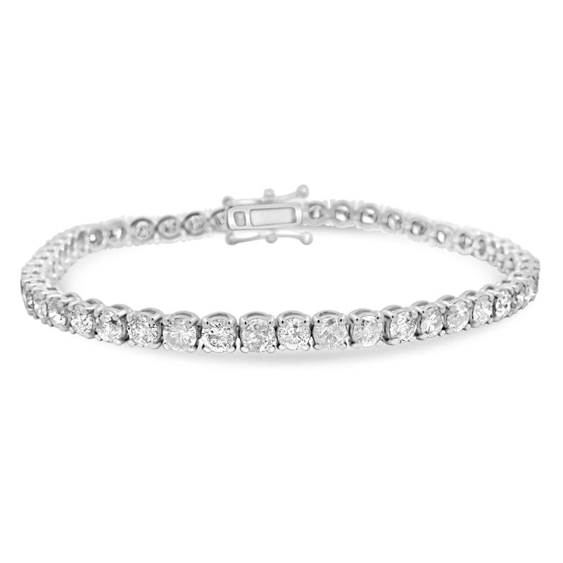 9ct White Gold Round Brilliant Cut Diamond 8.88ct 4 Claw Line BraceletWWW3853