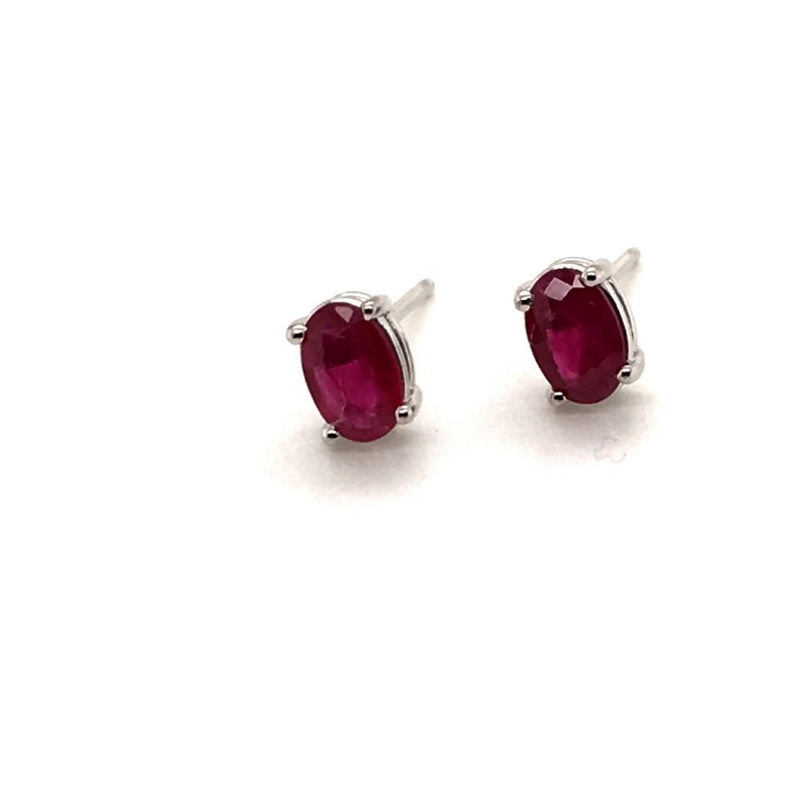 9ct White Gold Ruby Oval Cut Cut 1.10ct Stud EarringsWWW407