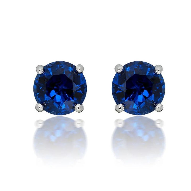 9ct White Gold Sapphire Gallery Stud EarringsWWW226