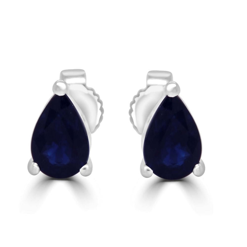 9ct White Gold Sapphire Pear Cut 0.88ct Stud EarringsWWW2468