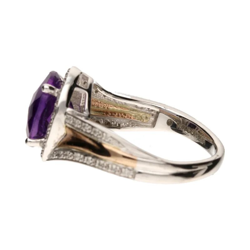 9ct White & Rose Gold Amethyst & 0.18ct Diamond Ring259392