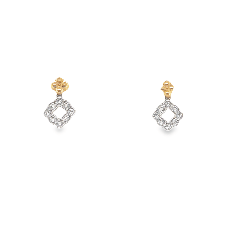 9ct Yellow &amp; White Two Tone Diamond Cluster Earrings