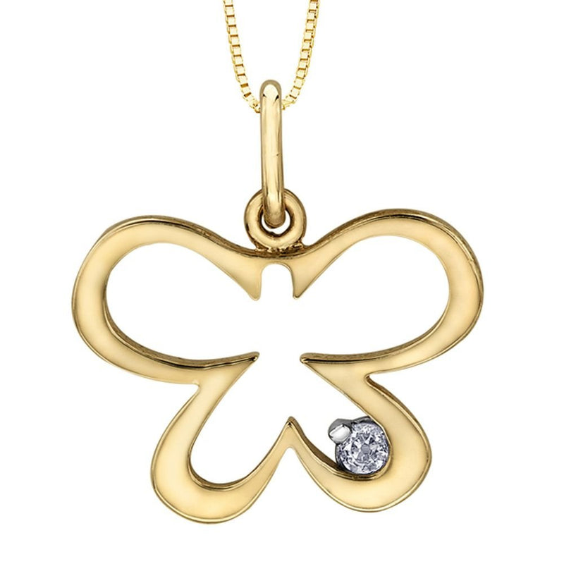 9ct Yellow Gold 0.02ct Diamond Butterfly Pendant PH5368/6168294-LT27190C-10