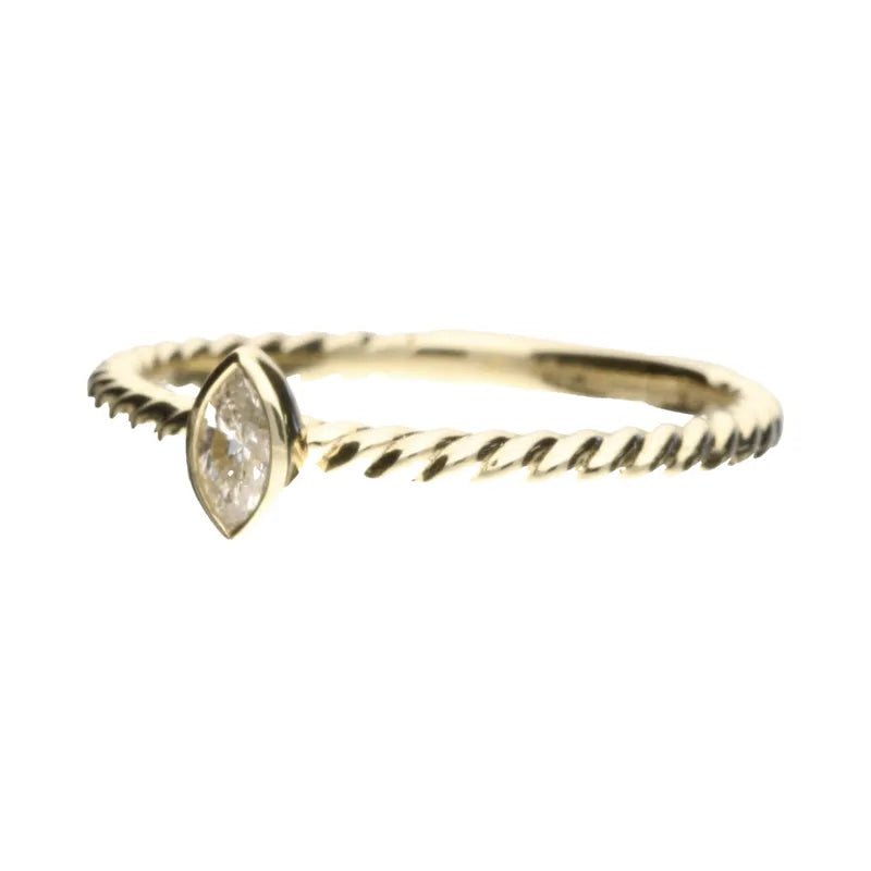 9ct Yellow Gold 0.12ct Marquise Shaped Diamond Rope Ring274802
