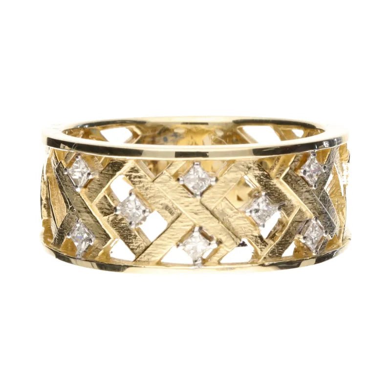 9ct Yellow Gold 0.16ct Princess Cut Diamond Lattice Ring274807