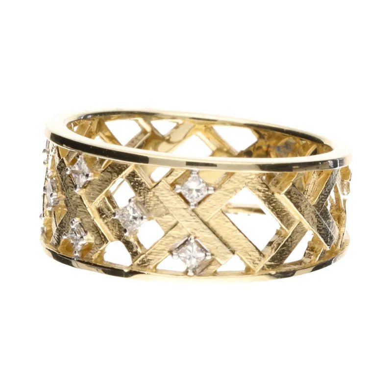 9ct Yellow Gold 0.16ct Princess Cut Diamond Lattice Ring274807