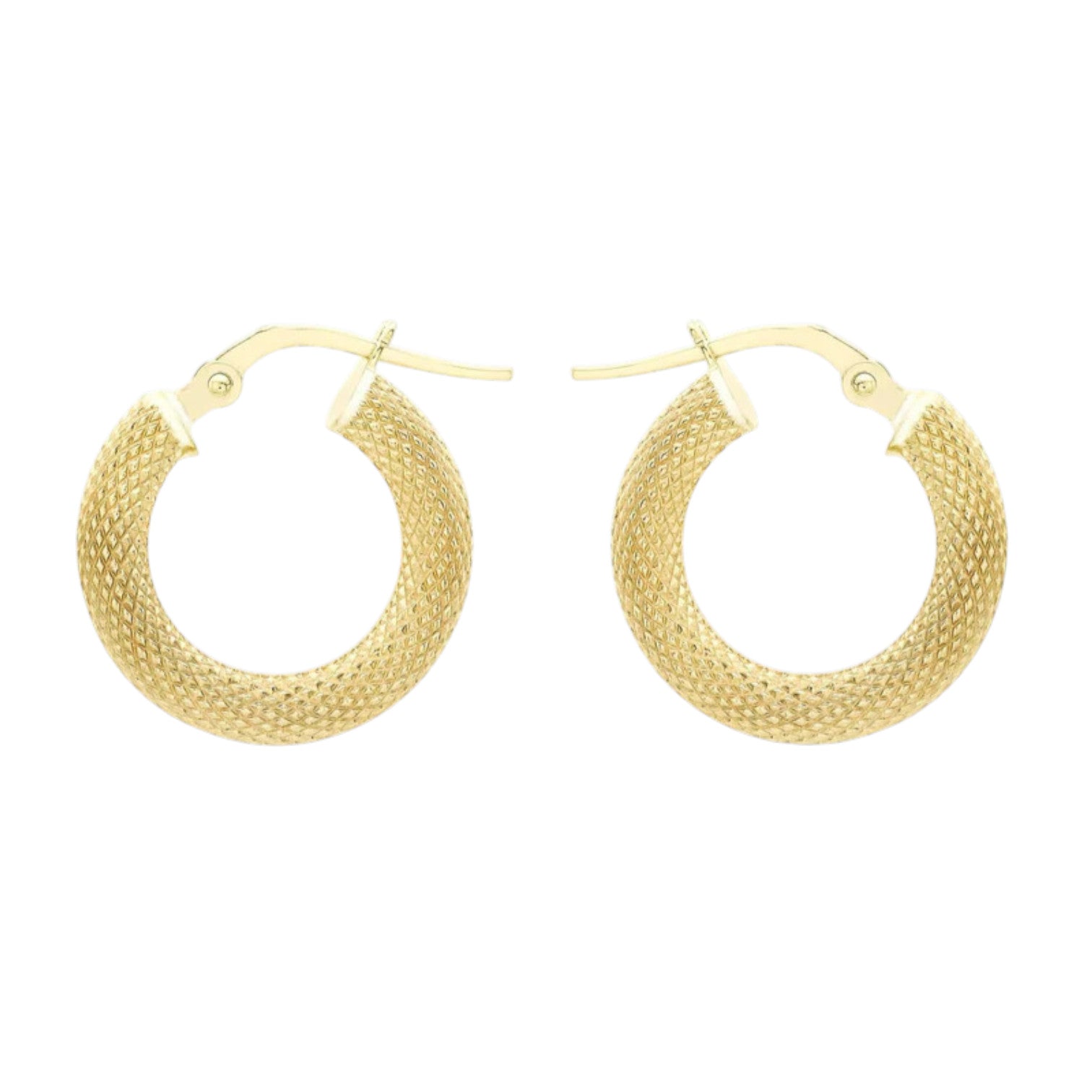 9ct Yellow Gold 16mm Textured Creole Earrings