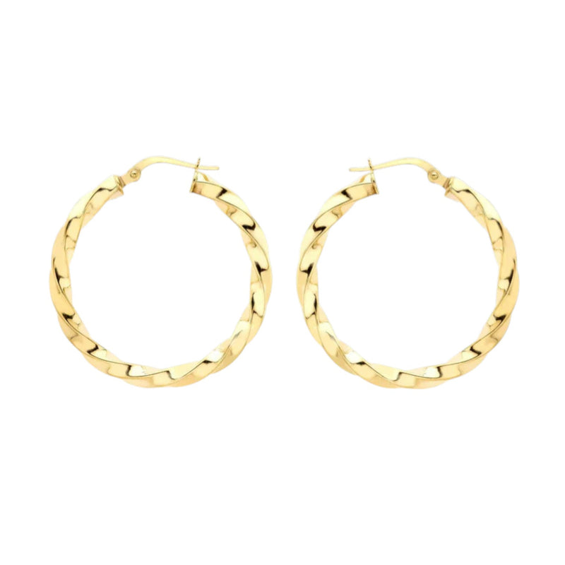 9ct Yellow Gold 31mm Twist Creole Earrings