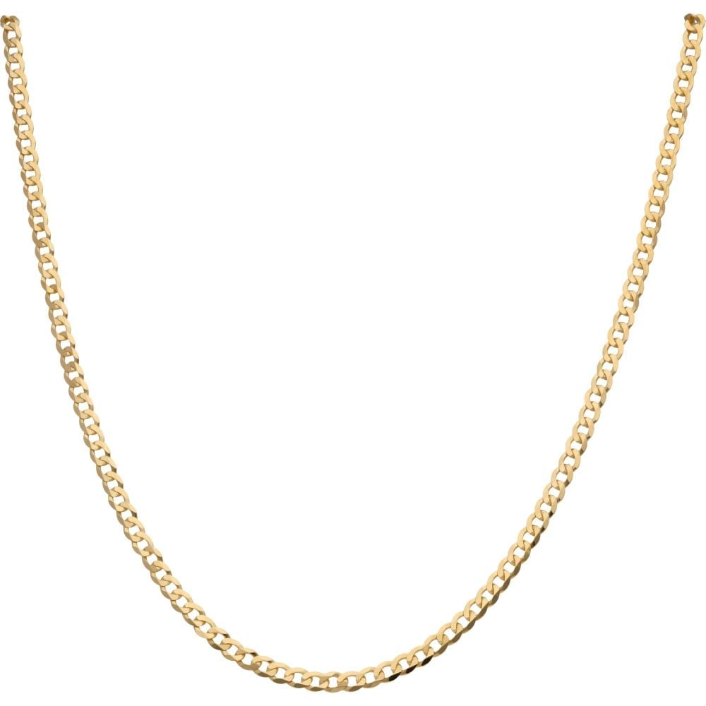 9ct Yellow Gold 35 Diamond Cut Curb Chain 46cm/18'