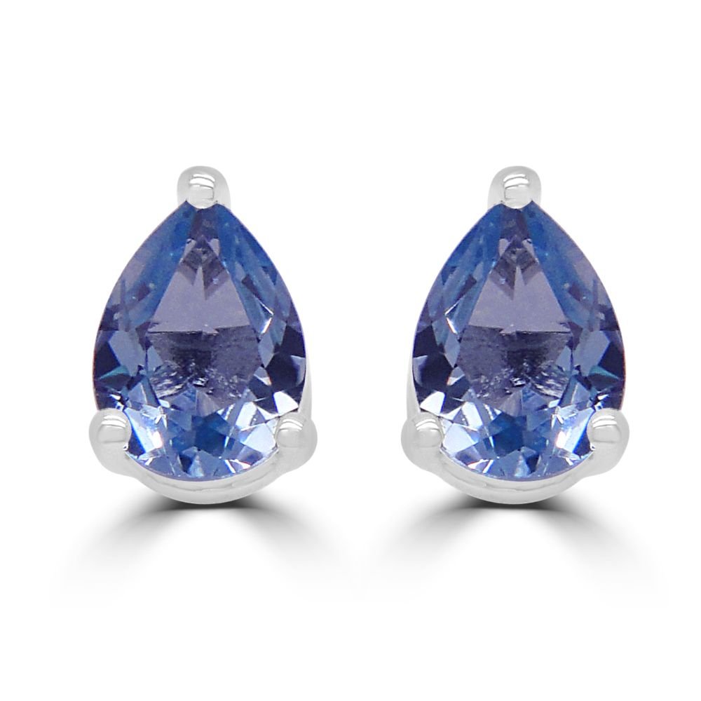 9ct Yellow Gold Aqua Pear Cut 1.14ct Gallery Stud EarringsWWW1612