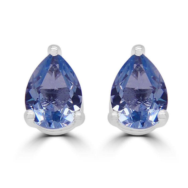 9ct Yellow Gold Aqua Pear Cut 1.14ct Gallery Stud EarringsWWW1612