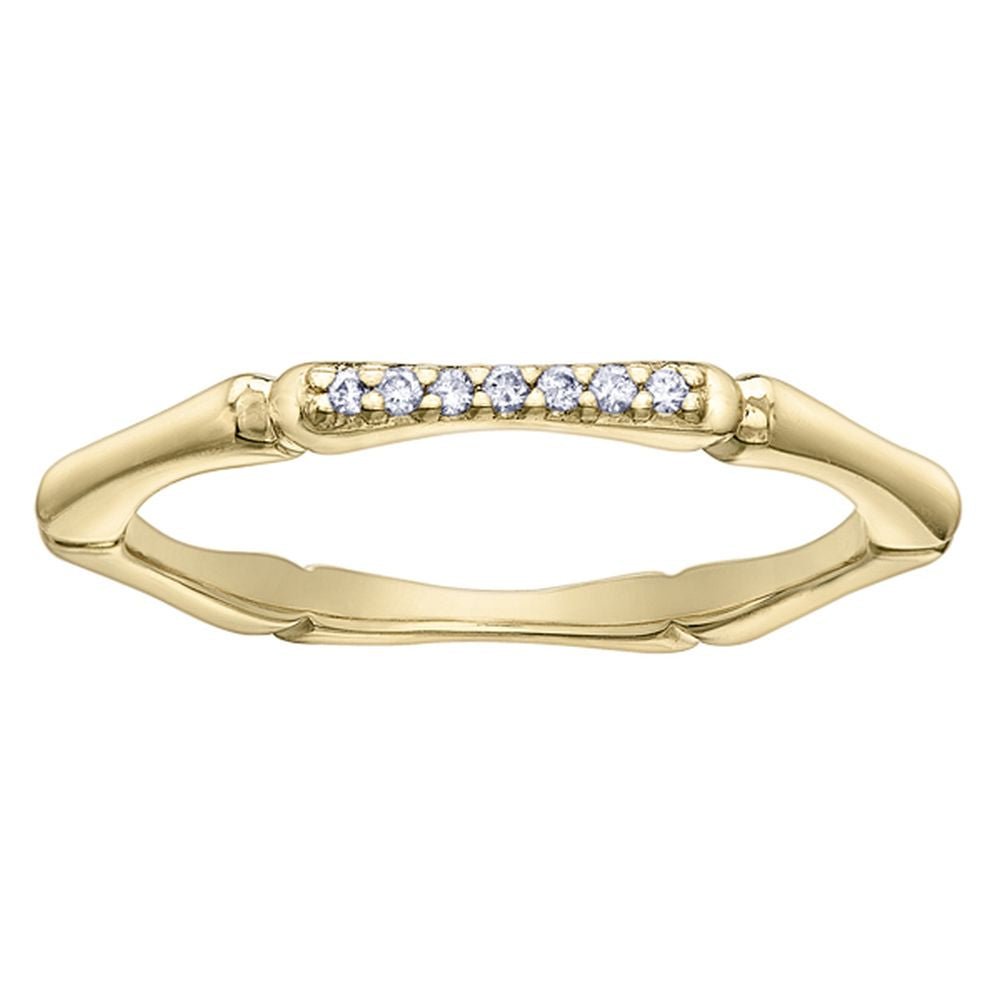 9ct Yellow Gold Bamboo Diamond Ring .035ct69807-CH637/04-10