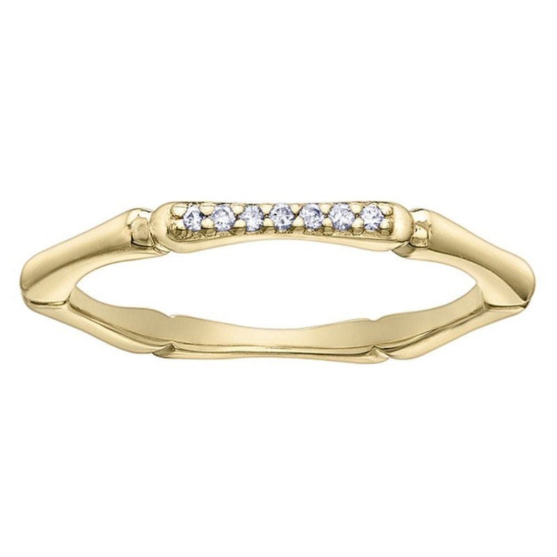 9ct Yellow Gold Bamboo Diamond Ring .035ct69807-CH637/04-10
