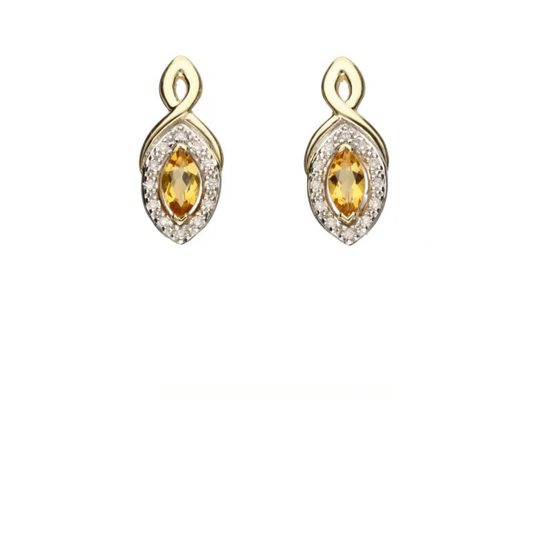 9ct Yellow Gold Citrine & Diamond Stud Earrings274833