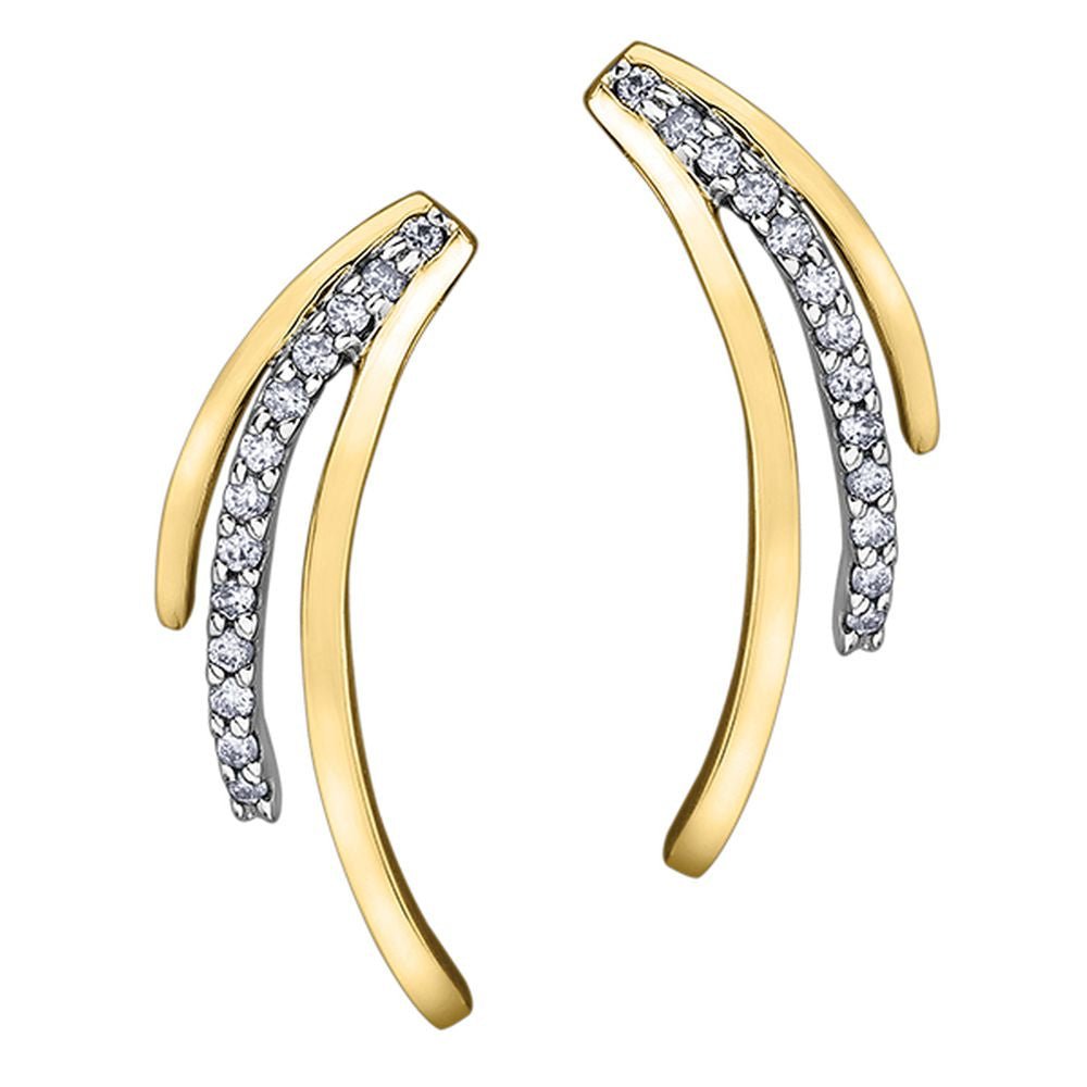 9ct Yellow Gold Contempory Layer Diamond Drop Earrings .25ct69807-E1900/25-10
