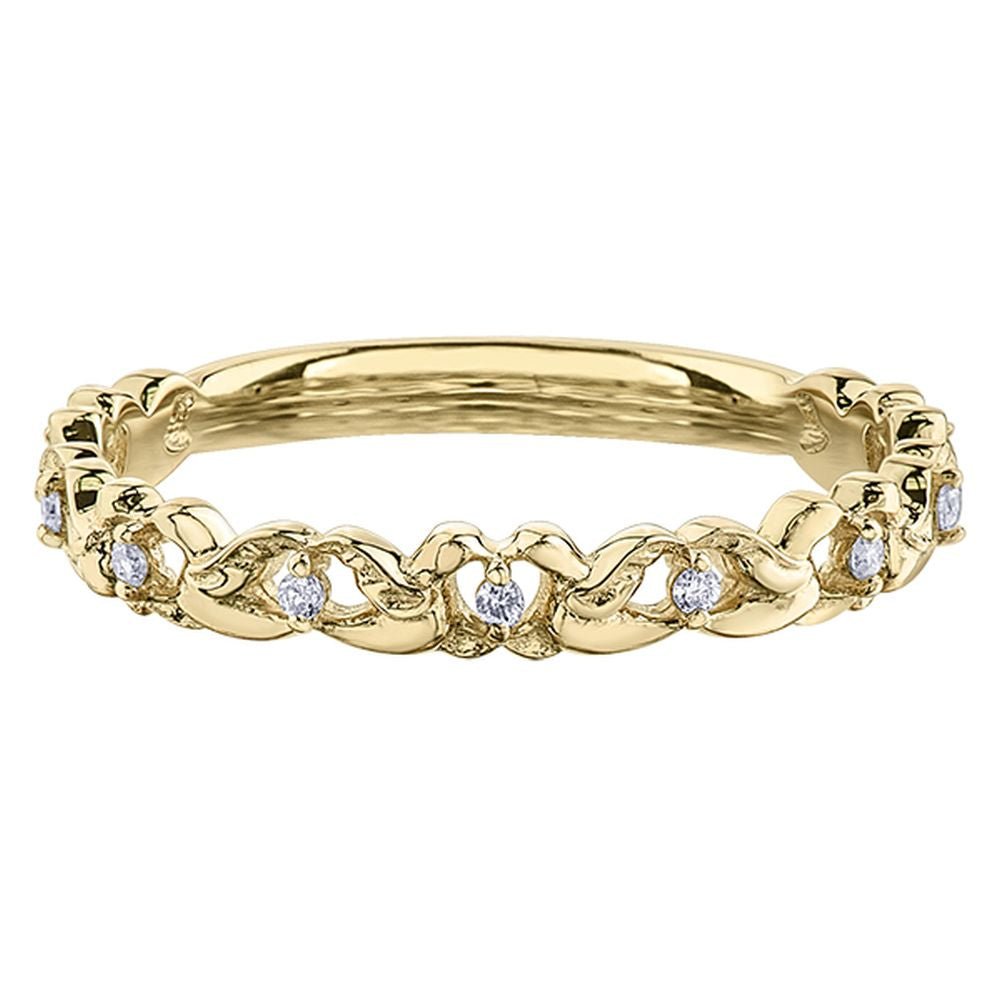 9ct Yellow Gold Crossover Link Chain Diamond Ring .045ct69807-CH779/04-10