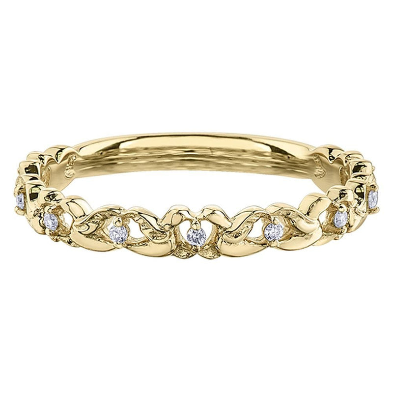 9ct Yellow Gold Crossover Link Chain Diamond Ring .045ct69807-CH779/04-10