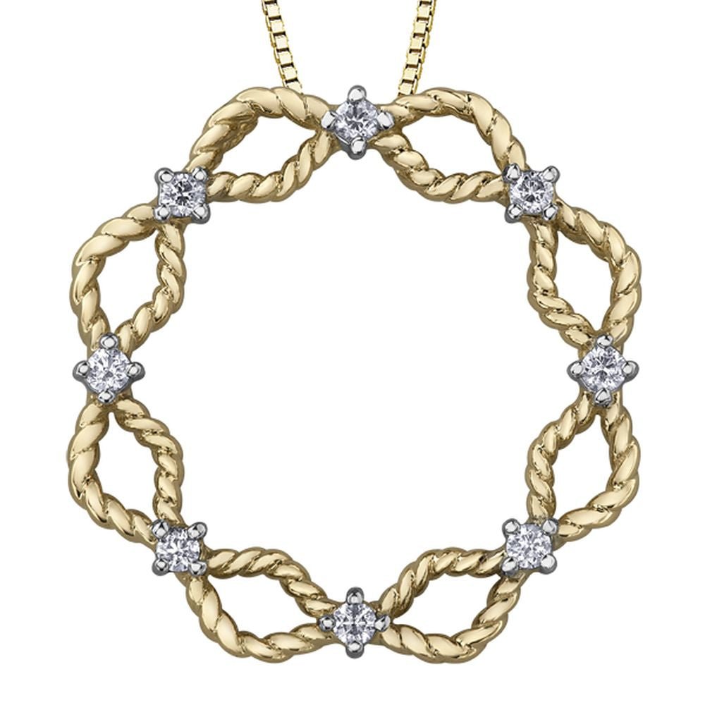 9ct Yellow Gold & Diamond Beaded Circular Pendant 0.16ct69807-P3968/16C-10