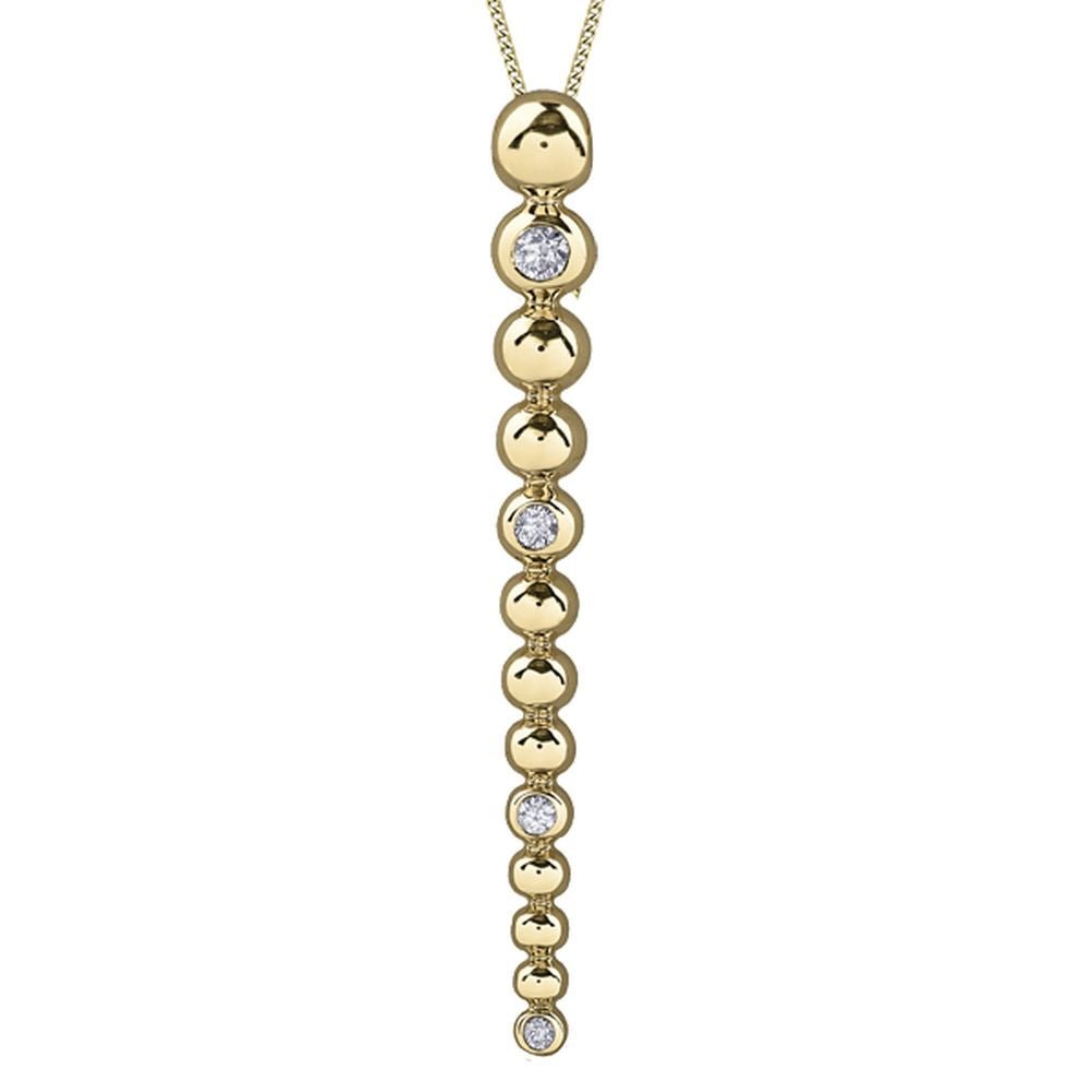 9ct Yellow Gold & Diamond Beaded Needle Pendant 0.10ct69807-P3917/10C-10