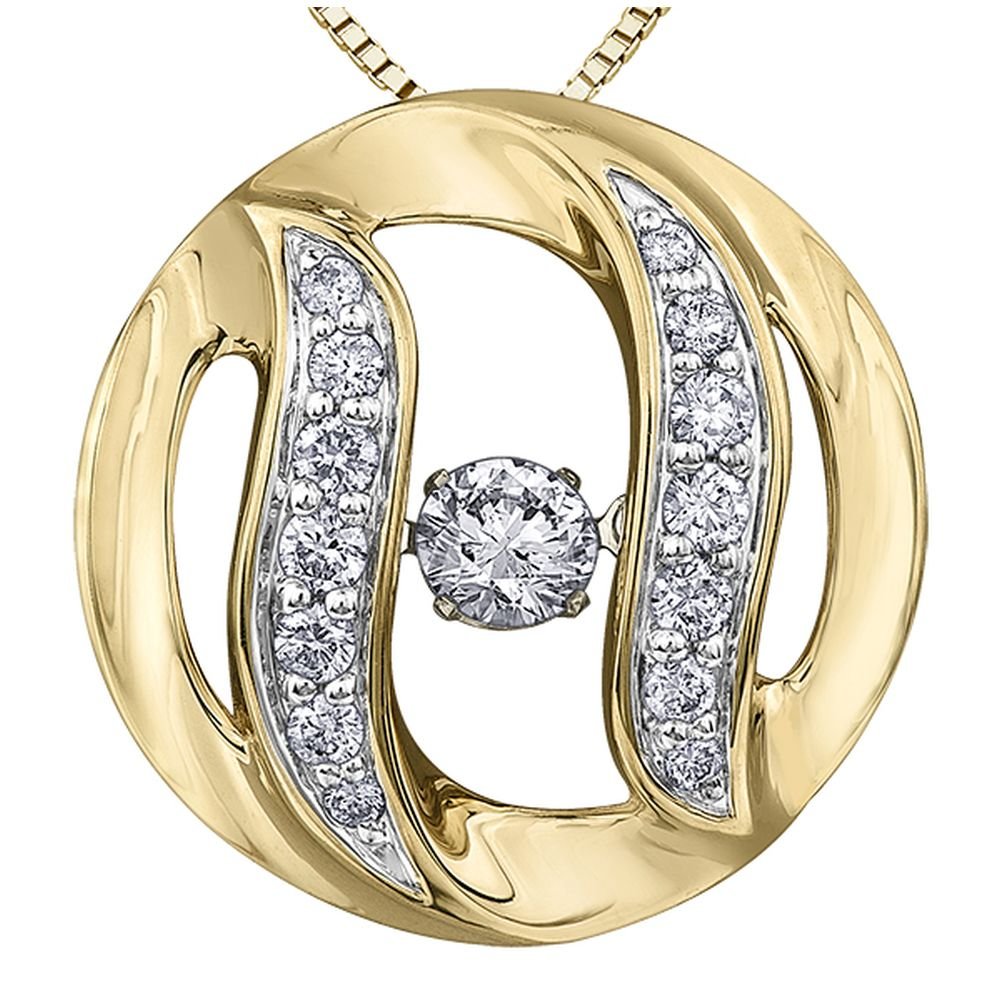 9ct Yellow Gold & Diamond Circular Pendant with Floating Diamond 0.50ct69807-P3576YW/50C-10