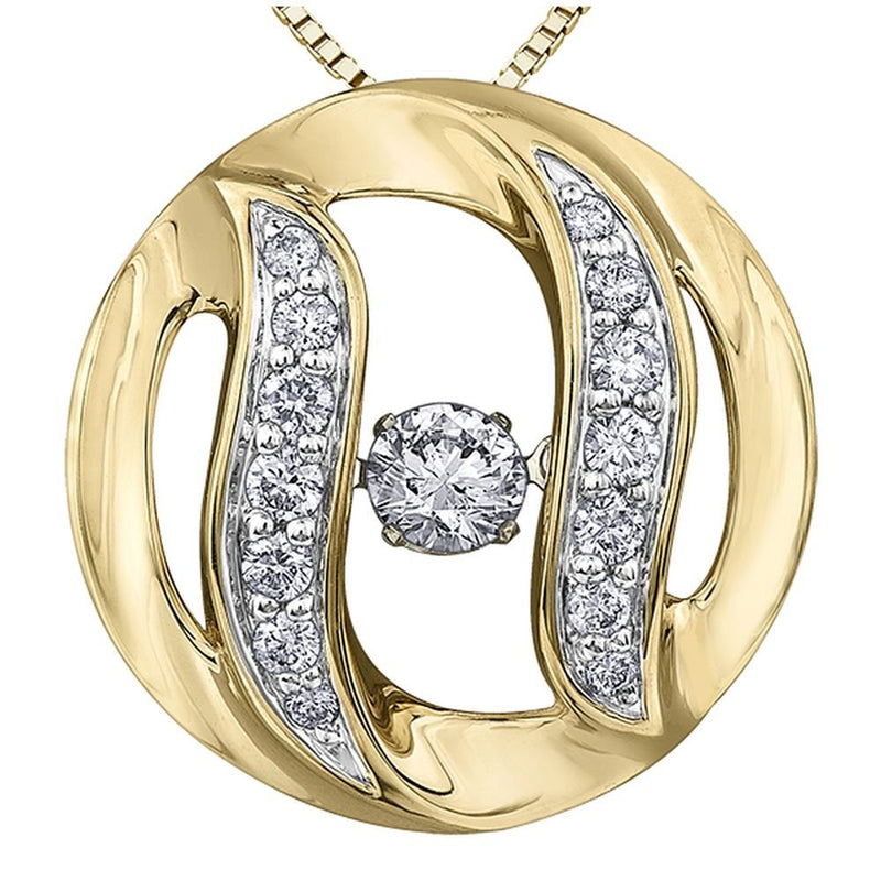 9ct Yellow Gold & Diamond Circular Pendant with Floating Diamond 0.50ct69807-P3576YW/50C-10