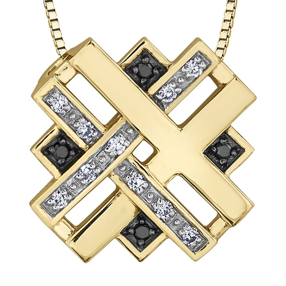 9ct Yellow Gold & Diamond Criss Crossed Designed Pendant 0.084ct69807-P3484C-10