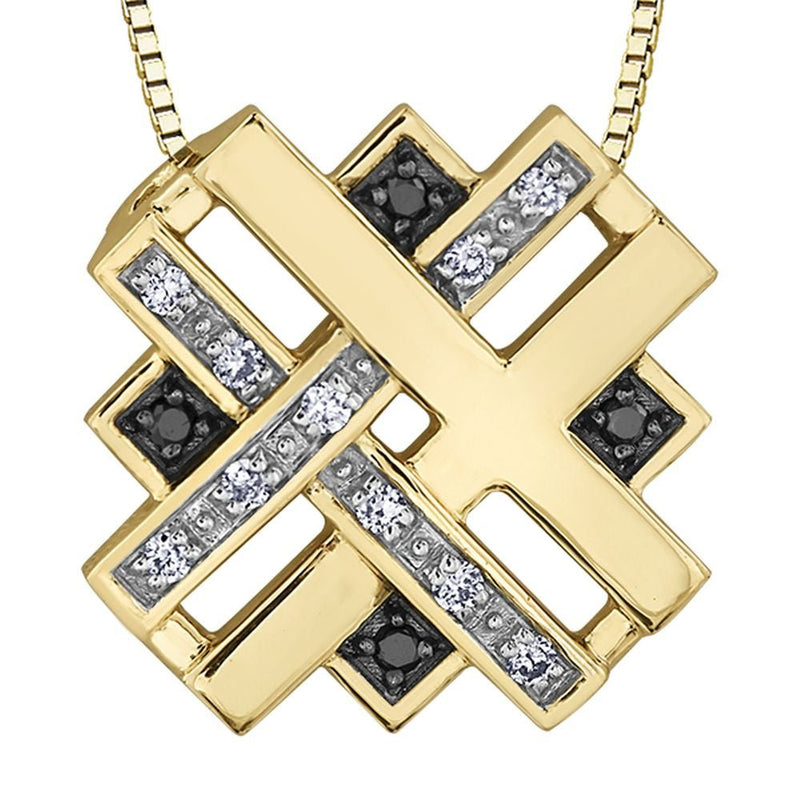 9ct Yellow Gold & Diamond Criss Crossed Designed Pendant 0.084ct69807-P3484C-10