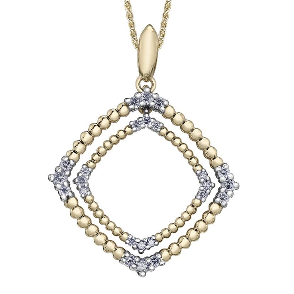 9ct Yellow Gold & Diamond Double Squared Shaped Pendant 0.50ct69807-P3830/50C-10