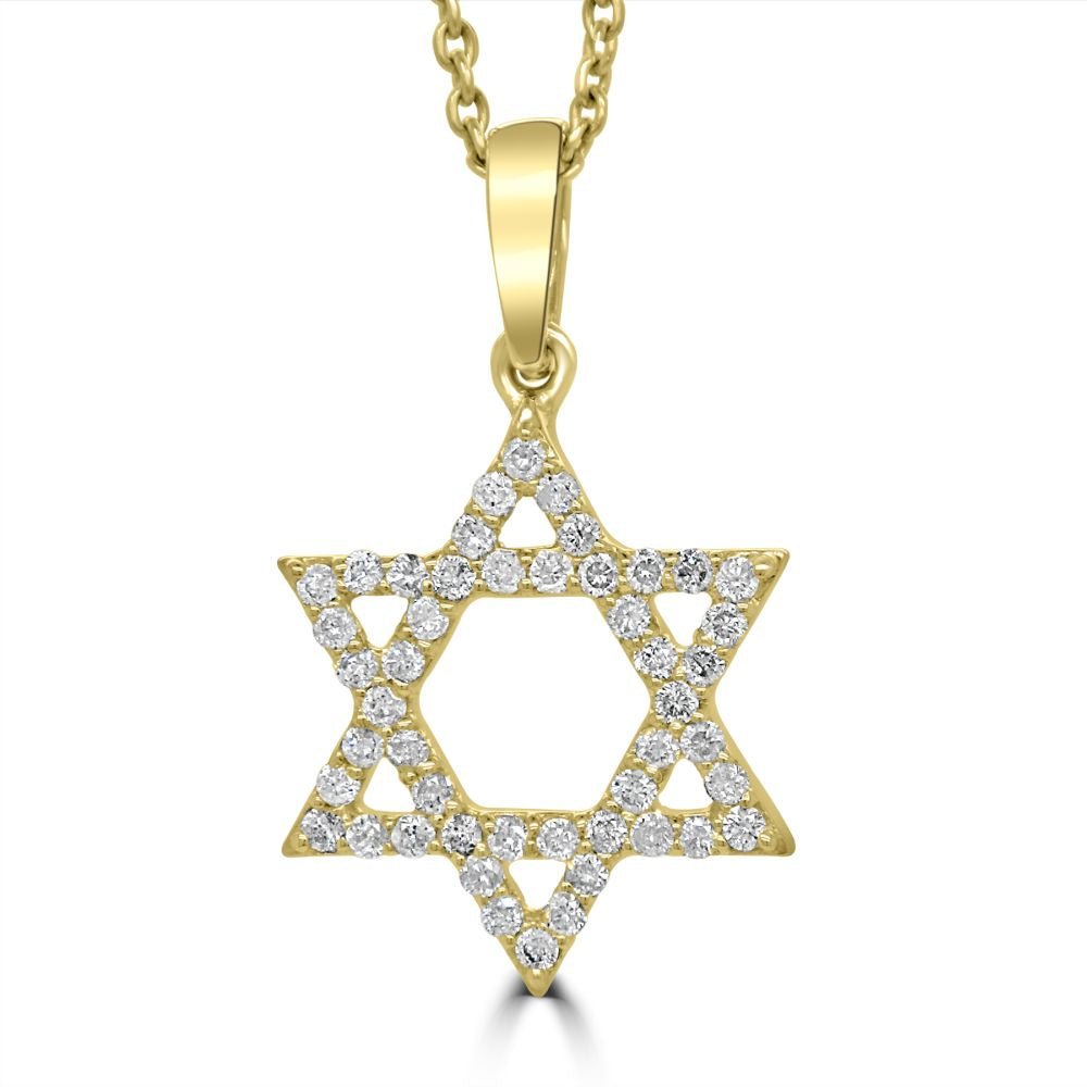 9ct Yellow Gold Diamond Round Brilliant Cut 0.30ct Star of David Pendant & ChainWWW1985