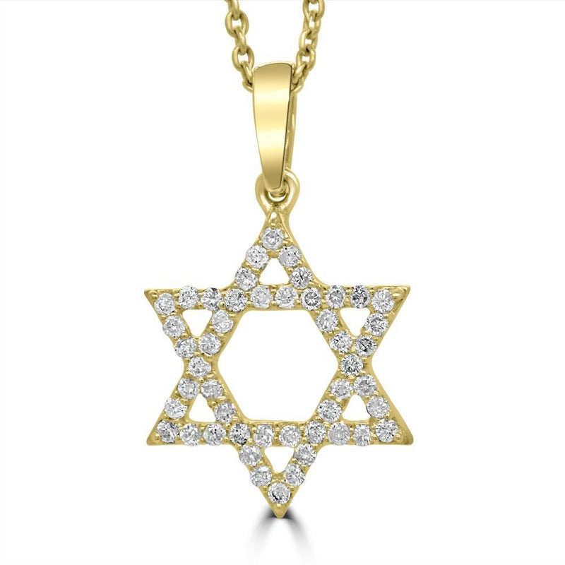 9ct Yellow Gold Diamond Round Brilliant Cut 0.30ct Star of David Pendant & ChainWWW1985