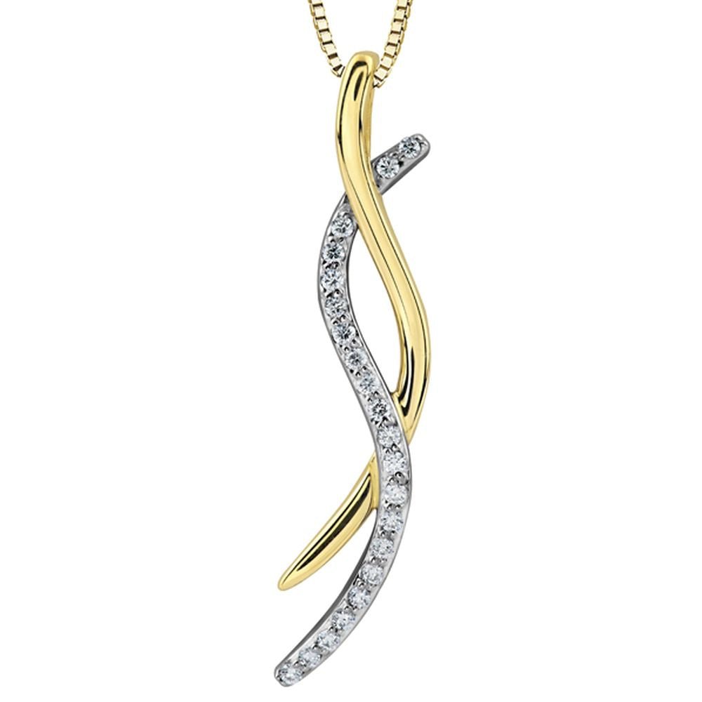 9ct Yellow Gold & Diamond Twist Pendant 0.12ct69857-P2066YWC-10