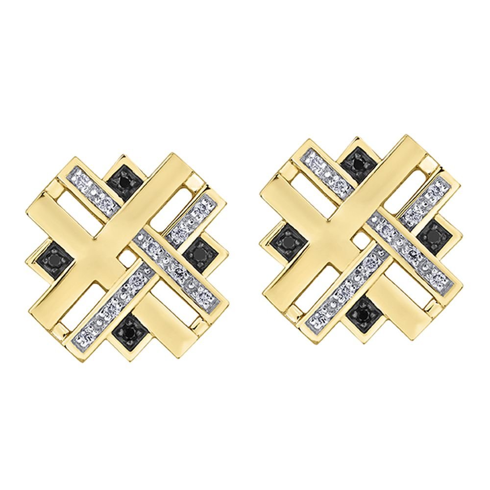 9ct Yellow Gold Geometric Black & White Diamond Stud Earrings .10ct69807-E3484-10