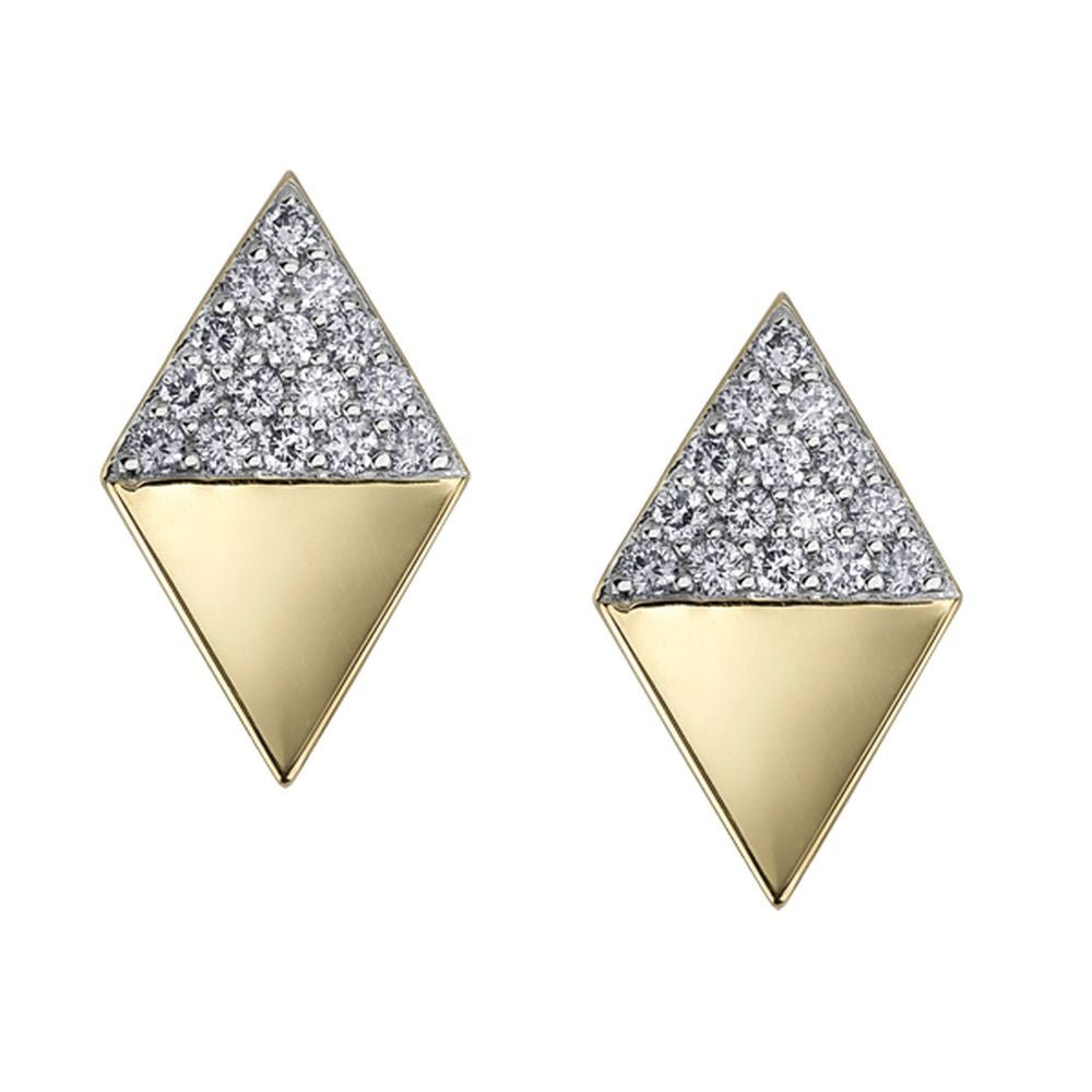 9ct Yellow Gold Geometric Triangle Diamond Stud Earrings .15ct69807-E3789/15-10