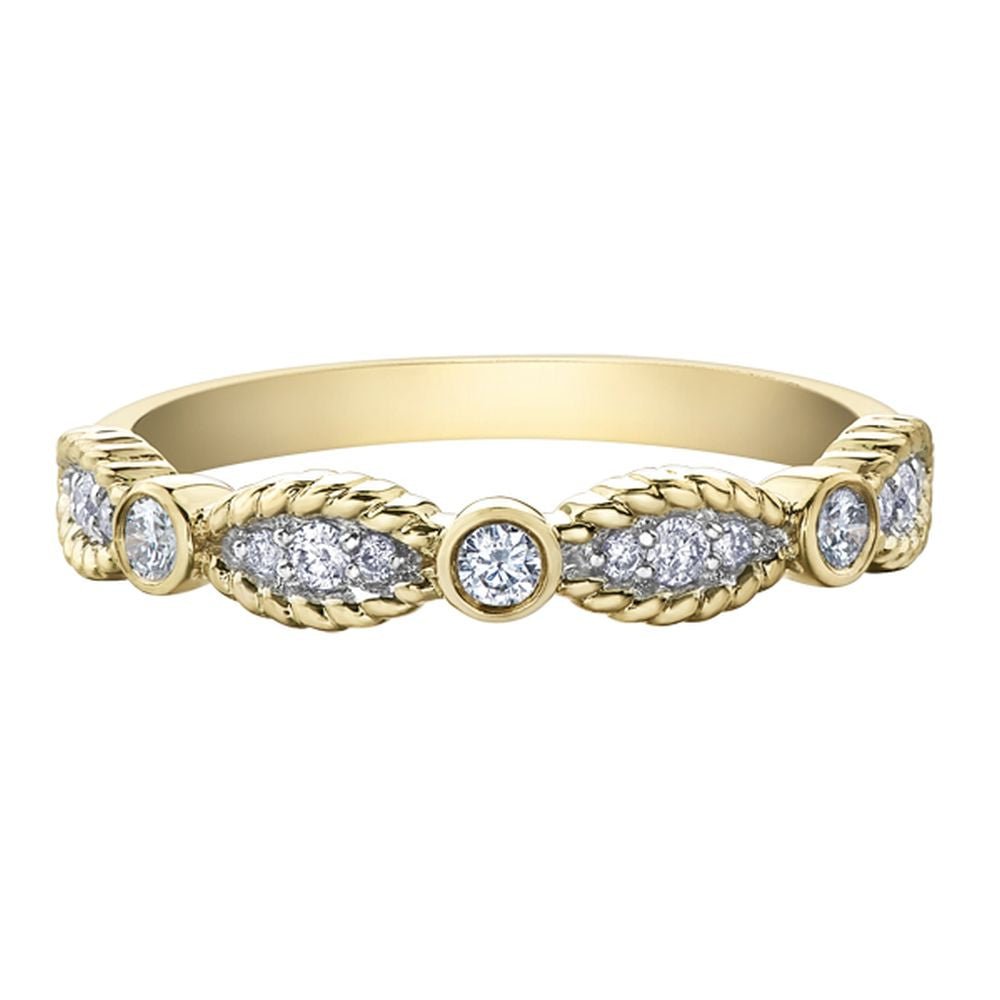 9ct Yellow Gold Marquise Milgrain Diamond Ring 0.19ct69807-50K60/19-10