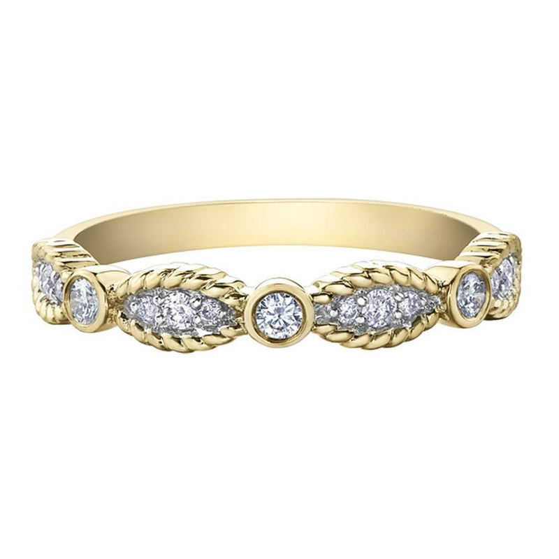 9ct Yellow Gold Marquise Milgrain Diamond Ring 0.19ct69807-50K60/19-10