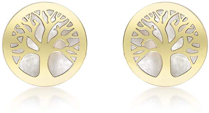 9ct Yellow Gold MOP Tree of Life Stud Earrings