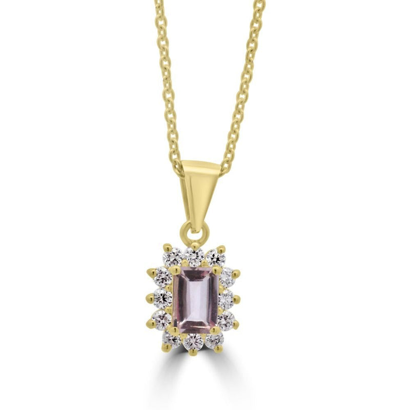 9ct Yellow Gold Morganite Octagonal Cut 0.46ct Lab Diamond 0.30ct Cluster PendantWLGD1497P