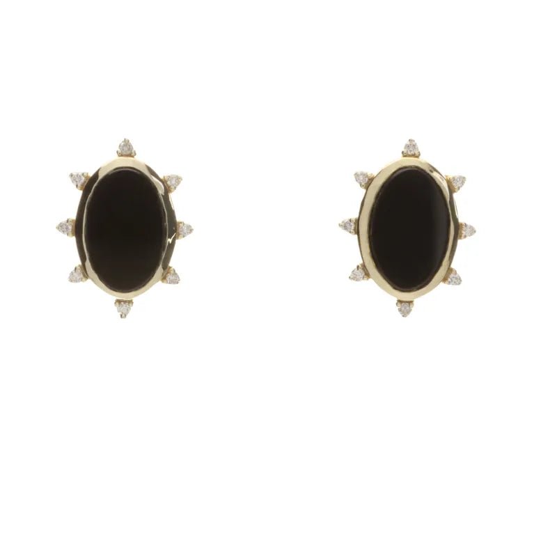 9ct Yellow Gold Onyx & Diamond Stud Earrings274834